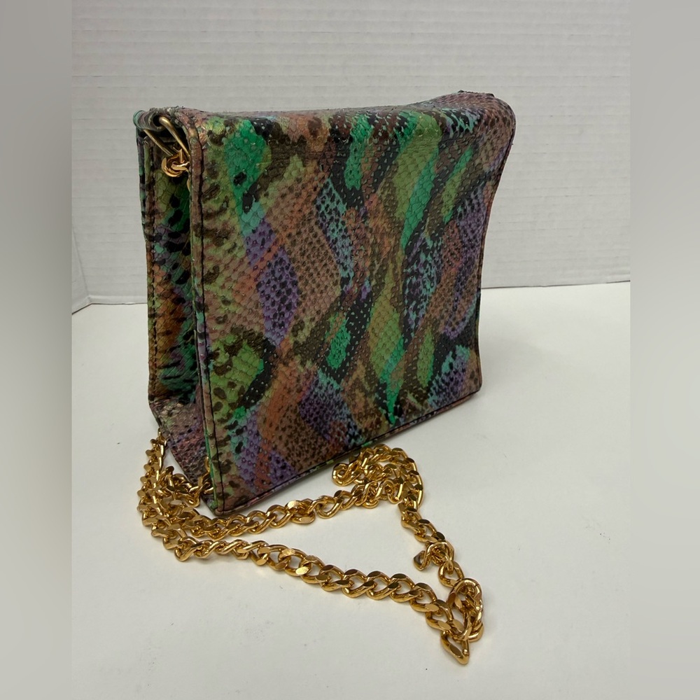 Vintage Phyllis Poland Made in Italy Snake Print Leather Crossbody Bag - Picture 4 of 13